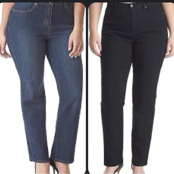 Gloria Vanderbilt Blue and Black Straight Leg Jeans - Picture 1 of 7